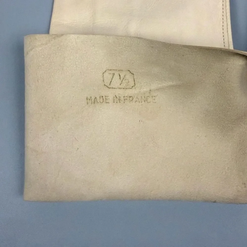 Vintage Leather Cream Gloves Made in France Unlined Women's Size 7,5